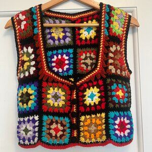 Vintage handmade crochet vest, approximately size Small-Medium women's